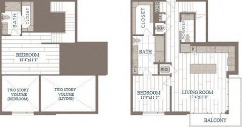 Floor plan for 2 beds, 2.5 baths, 1404 sqft